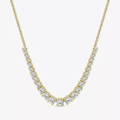 (H / Si2) Womens White Diamond 10K Gold 16 Inch Tennis Necklace