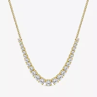 (H / Si2) Womens White Diamond 10K Gold 16 Inch Tennis Necklace