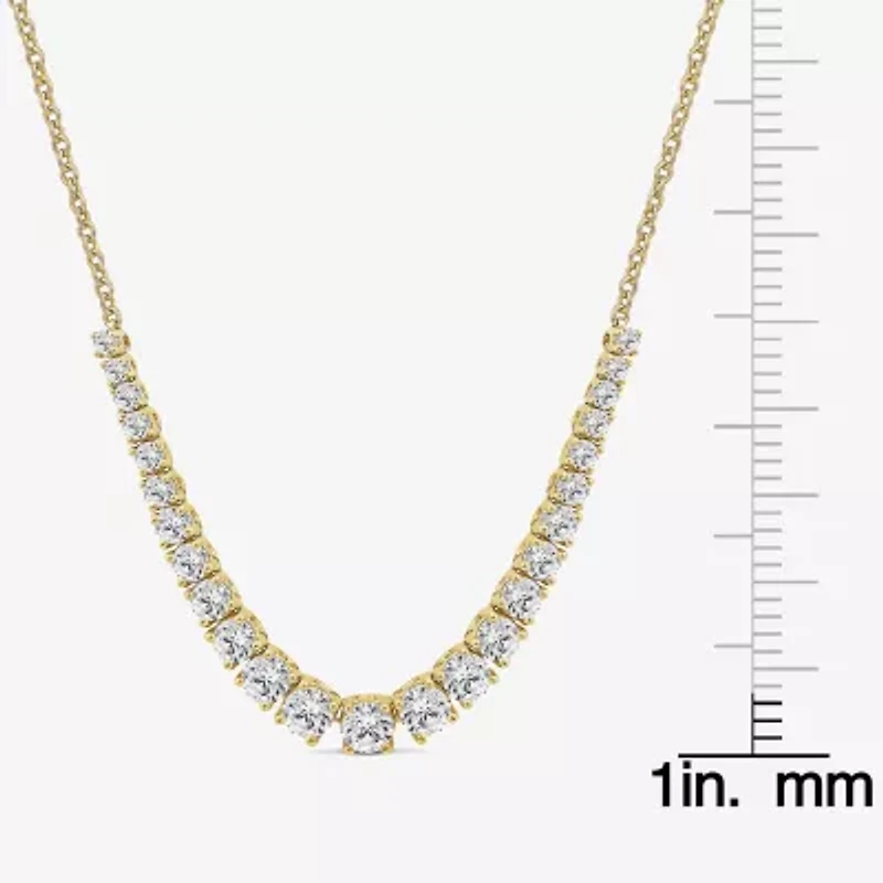 (H / Si2) Womens White Diamond 10K Gold 16 Inch Tennis Necklace