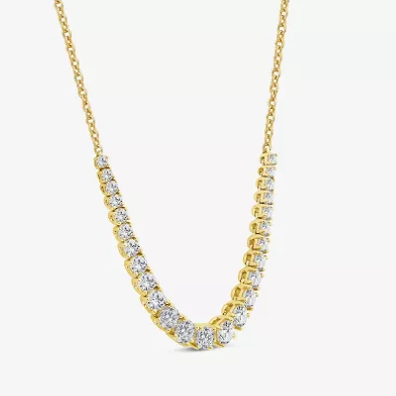 (H / Si2) Womens White Diamond 10K Gold 16 Inch Tennis Necklace