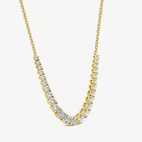 (H / Si2) Womens White Diamond 10K Gold 16 Inch Tennis Necklace