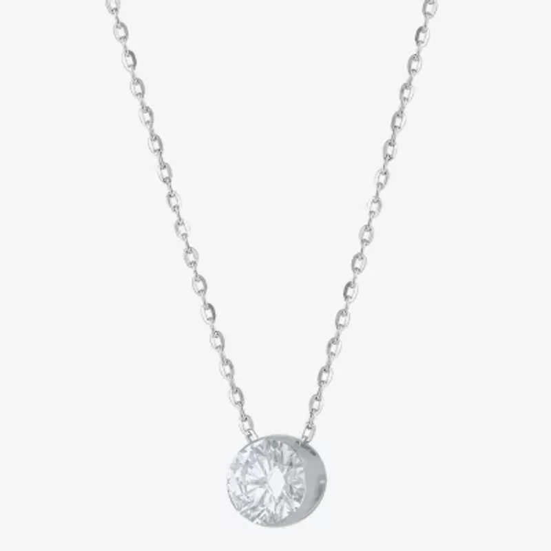 Floating Diamonds (F / Vs2) Womens CT. T.W. Lab Grown White Diamond 14K White Gold Round 18 Inch Pendant Necklace