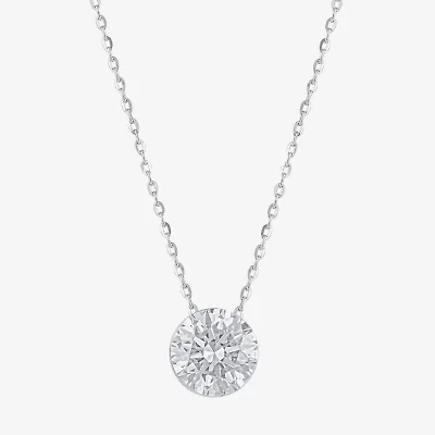 Floating Diamonds (F / Vs2) Womens 1 1/2 CT. T.W. Lab Grown White Diamond 14K White Gold Round 18 Inch Pendant Necklace