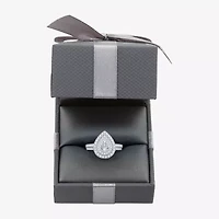 I Said Yes (H-I / I1) Womens 1 1/10 CT. T.W. Lab Grown White Diamond Sterling Silver or 14K Gold Over Pear Side Stone Halo Bridal Set