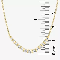 Yes, Please! Womens White Sapphire 14K Gold Over Silver 18 Inch Chevron Necklace