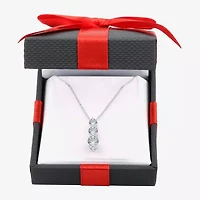 Yes Womens Lab Created White Sapphire Sterling Silver 18 Inch Pendant Necklace
