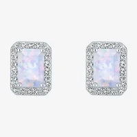 Yes, Please! Lab Created White Opal Sterling Silver 8mm Stud Earrings