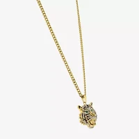 Mens Green Cubic Zirconia Stainless Steel Hypoallergenic 26 Inch Pendant Necklace