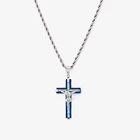 Mens Stainless Steel Cross 26 Inch Pendant Necklace