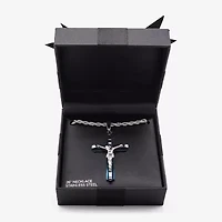 Mens Stainless Steel Cross 26 Inch Pendant Necklace