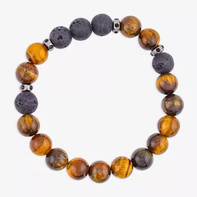 Mens 2-pc. Black Glass Stainless Steel Bracelet Set