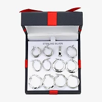 Womens Sterling Silver 6 Pair Earring Set