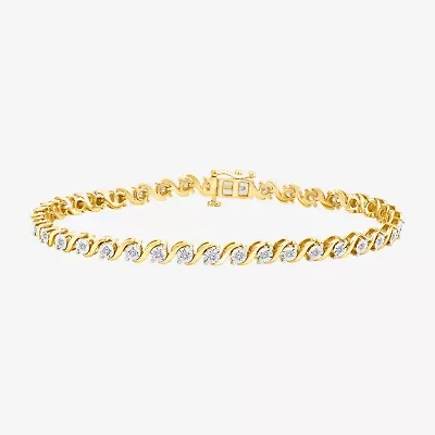 (I / I1) Womens 1/2 CT. T.W. Lab Grown White Diamond 14K Gold Over Silver Sterling Silver 8 Inch Tennis Bracelet