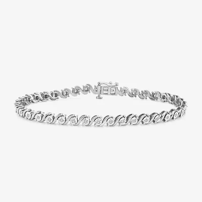 I1/ I) Womens 1/2 CT. T.W. Lab Grown White Diamond Sterling Silver Inch Tennis Bracelet