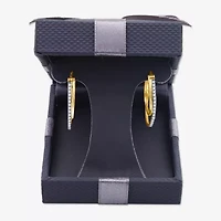 Womens 1/4 CT. T.W. Lab Grown White Diamond 14K Gold Over Silver 25.4mm Hoop Earrings