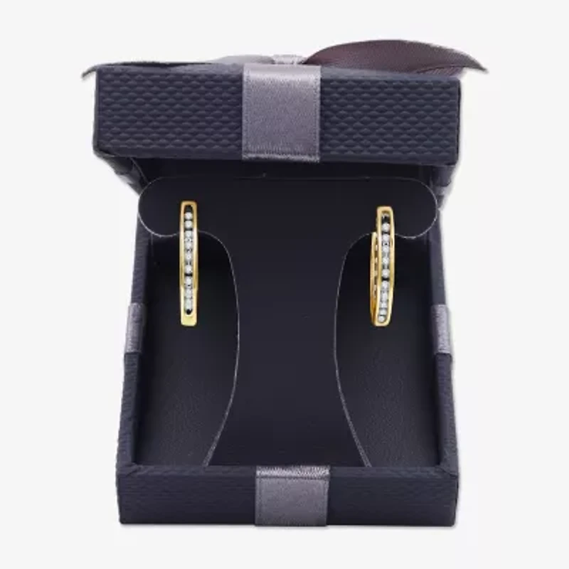 Womens 1/4 CT. T.W. Lab Grown White Diamond 14K Gold Over Silver Sterling Silver 20.2mm Hoop Earrings