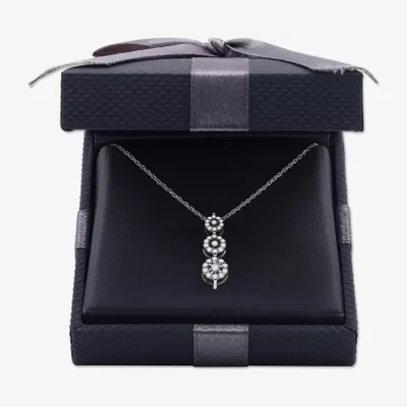 Womens 1/4 CT. T.W. Lab Grown White Diamond Sterling Silver Round 18 Inch Pendant Necklace
