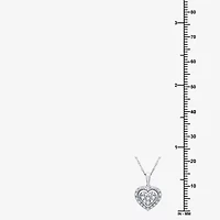 Womens 1/ CT. T.W. Lab Grown White Diamond Sterling Silver Heart 18 Inch Pendant Necklace