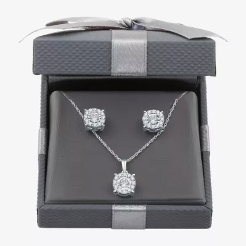 Diamond Blossom Womens 1 CT. T.W. Lab Grown White Diamond Sterling Silver Round 2-pc. Jewelry Set