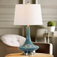 Stylecraft 14 W Niagra Falls Blue Glass Table Lamp