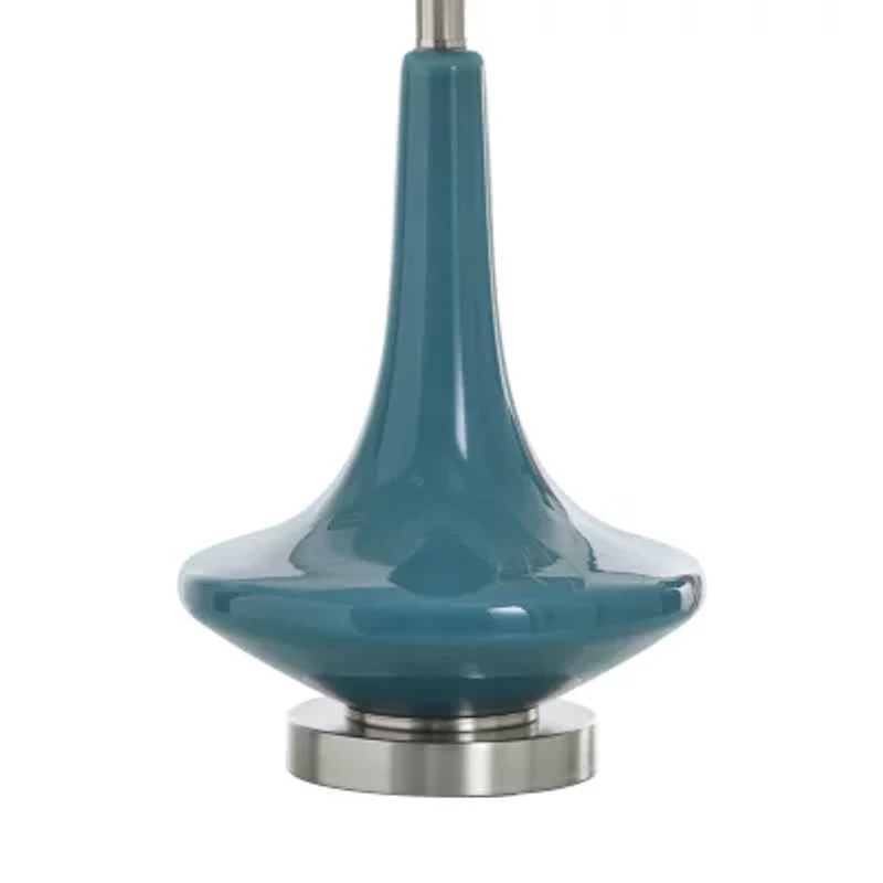 Stylecraft 14 W Niagra Falls Blue Glass Table Lamp