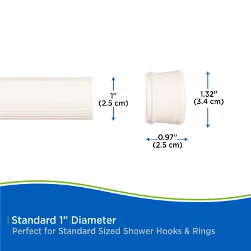 Kenney Twist & Fit No Tools 24-38 Adjustable Spring Tension Stall Shower Curtain Rod