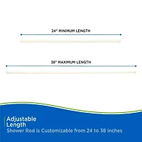 Kenney Twist & Fit No Tools 24-38 Adjustable Spring Tension Stall Shower Curtain Rod