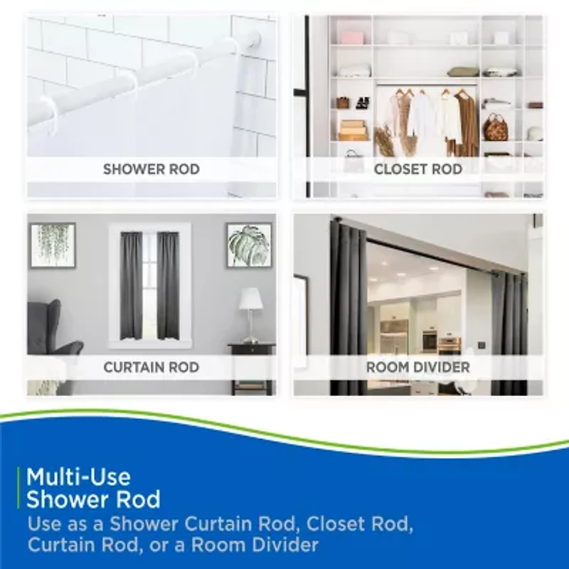 Kenney Twist & Fit No Tools 36-63 Adjustable Spring Tension Shower Curtain Rod