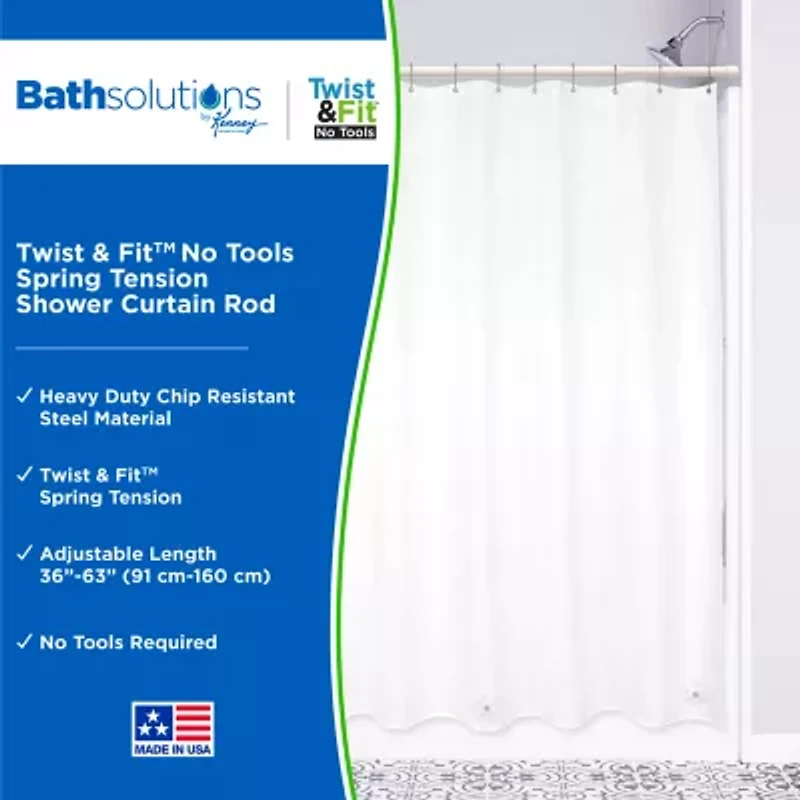 Kenney Twist & Fit No Tools 36-63 Adjustable Spring Tension Shower Curtain Rod