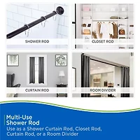 Kenney Twist & Fit No Tools Metcalf 42-72 IN Adjustable Tension Shower Curtain Rod