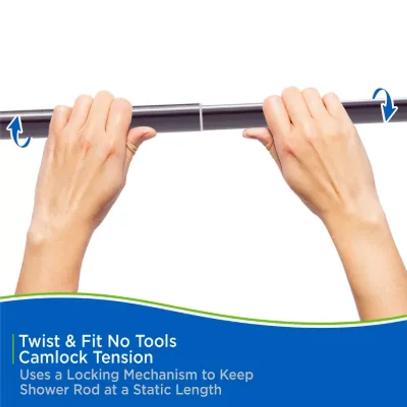 Kenney Twist & Fit No Tools Metcalf 42-72 IN Adjustable Tension Shower Curtain Rod