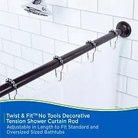 Kenney Twist & Fit No Tools Metcalf 42-72 IN Adjustable Tension Shower Curtain Rod
