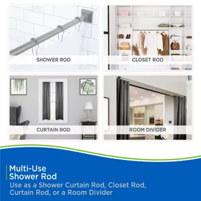 Kenney Twist & Fit No Tools 42-72 IN Adjustable Tension Shower Curtain Rod