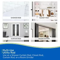 Kenney Twist & Fit No Tools 42-72 IN Adjustable Spring Tension Closet/Utility Curtain Rod