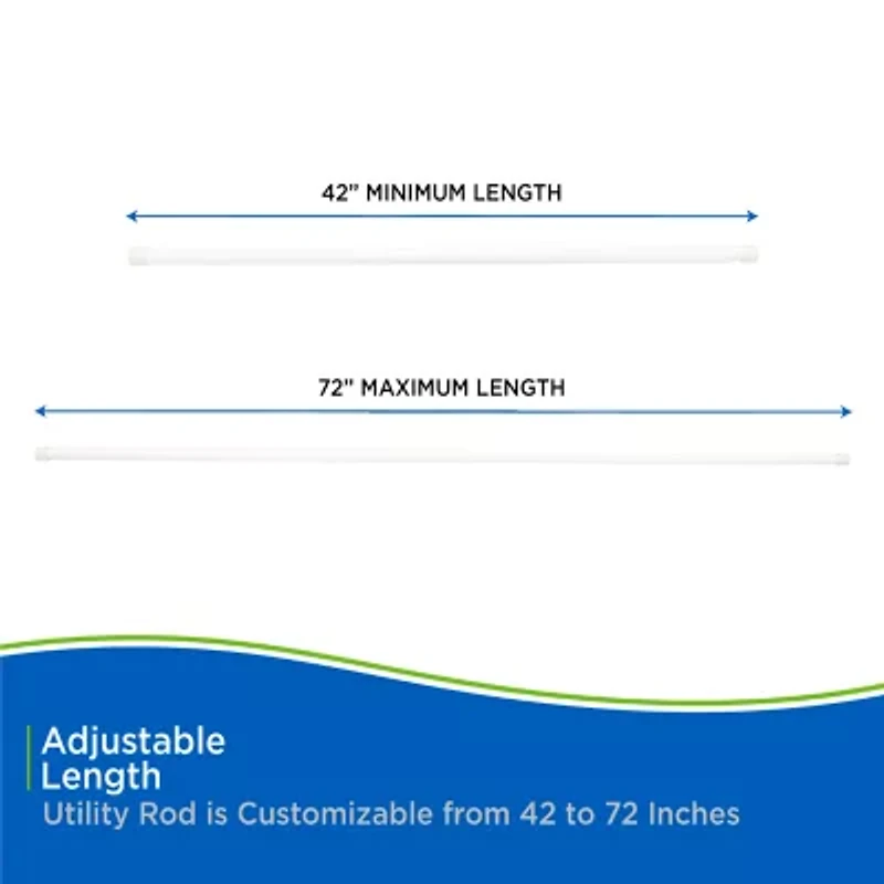 Kenney Twist & Fit No Tools 42-72 IN Adjustable Spring Tension Closet/Utility Curtain Rod
