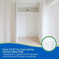 Kenney Twist & Fit No Tools 42-72 IN Adjustable Spring Tension Closet/Utility Curtain Rod