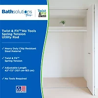 Kenney Twist & Fit No Tools 42-72 IN Adjustable Spring Tension Closet/Utility Curtain Rod