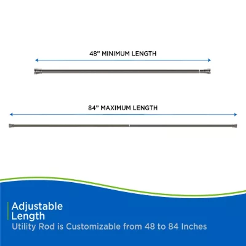 Kenney Twist & Fit No Tools 48-84 IN Adjustable Tension Closet/Utility Curtain Rod