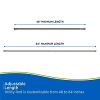 Kenney Twist & Fit No Tools 48-84 IN Adjustable Tension Closet/Utility Curtain Rod