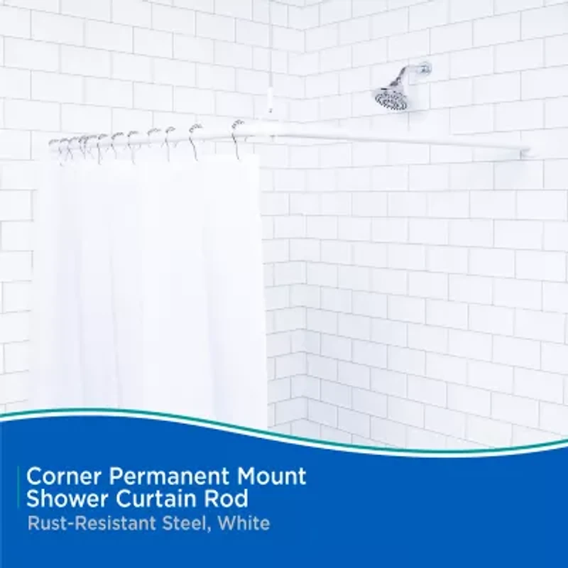 Kenney Twist & Fit No Tools Corner 36x36 IN Fixed Shower Curtain Rod