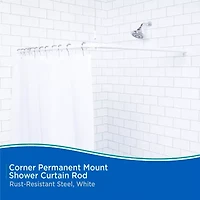 Kenney Twist & Fit No Tools Corner 36x36 IN Fixed Shower Curtain Rod