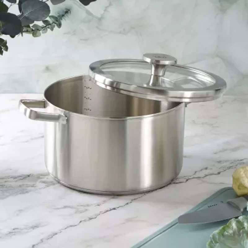 BergHOFF Leo Graphite Recycled 18/10 Stainless Steel 6.3-qt. Stockpot with Glass Lid