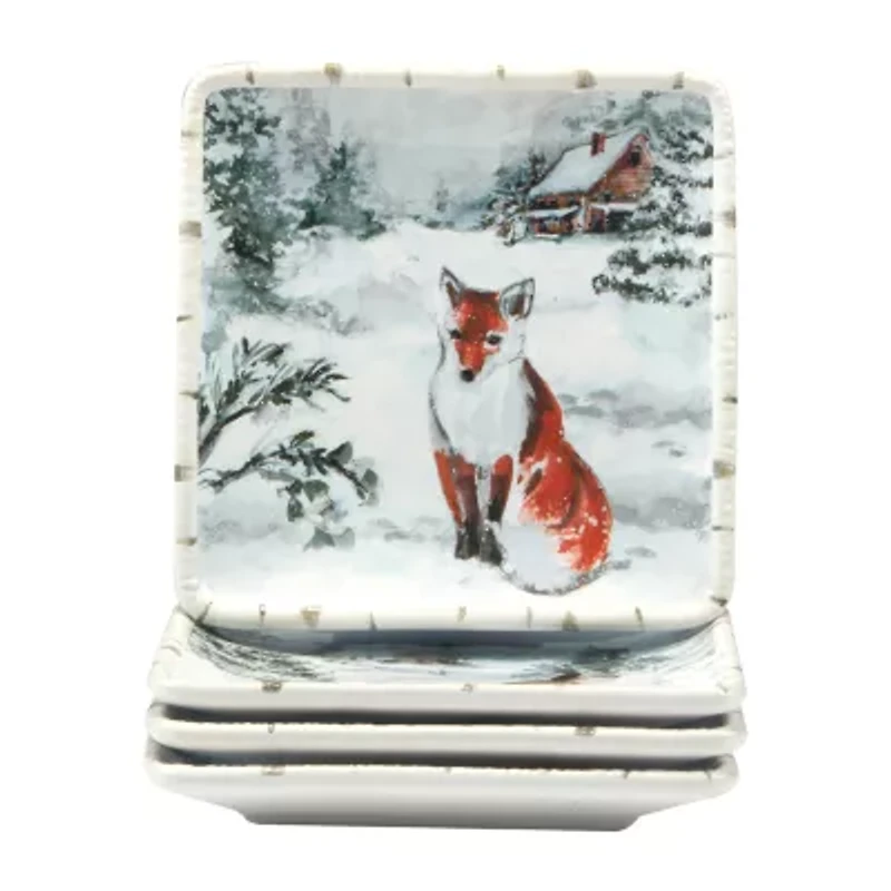 Certified International Winter's Frost 4-pc. Earthenware Appetizer Plate