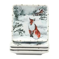 Certified International Winter's Frost 4-pc. Earthenware Appetizer Plate