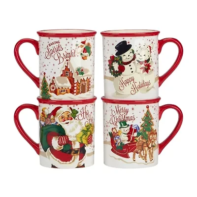 Certified International Santa's Retro 4-pc. Coffee Mug