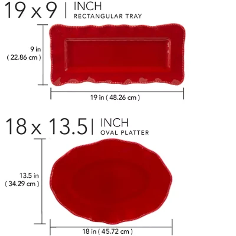 Certified International Perlette Red Melamine Serving Platter 2-pc. Set