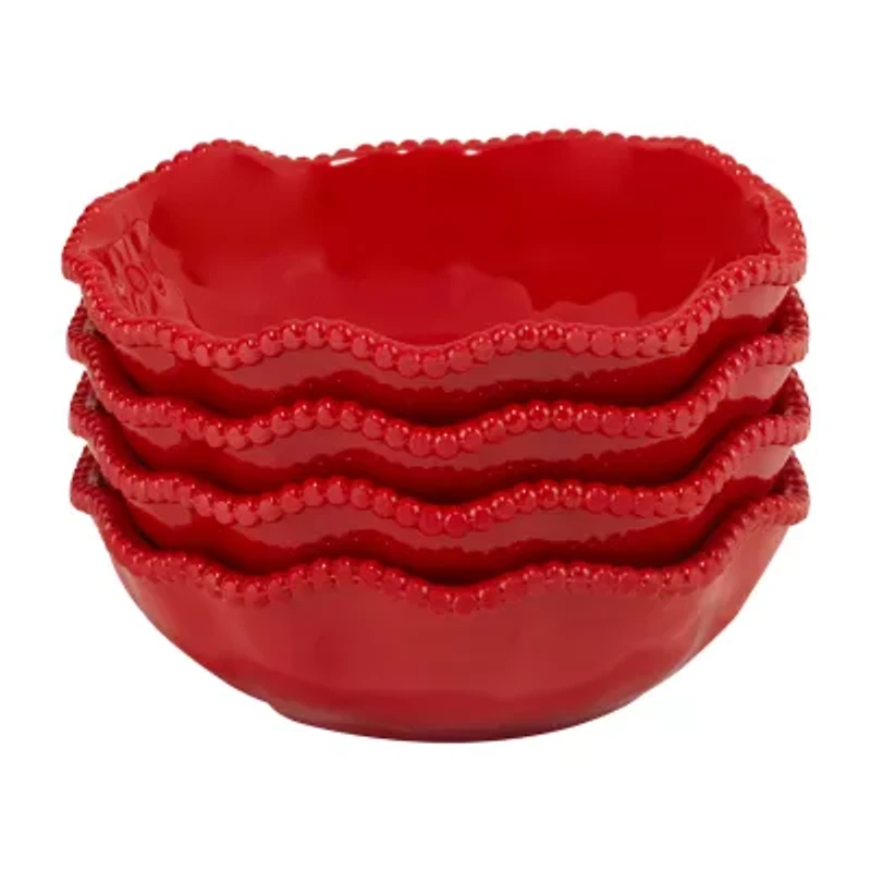 Certified International Perlette Red 4-pc. Melamine Ice Cream Bowl