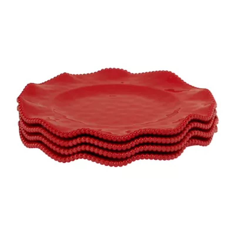 Certified International Perlette Red 4-pc. Melamine Dinner Plate