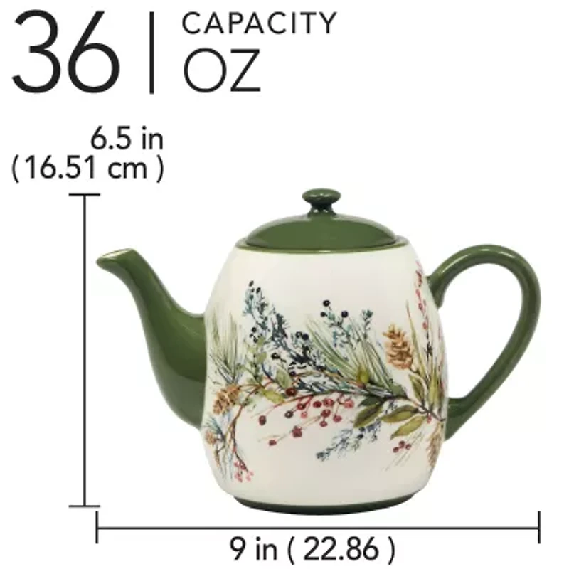 Certified International Winter's Forest Ceramic Teapot