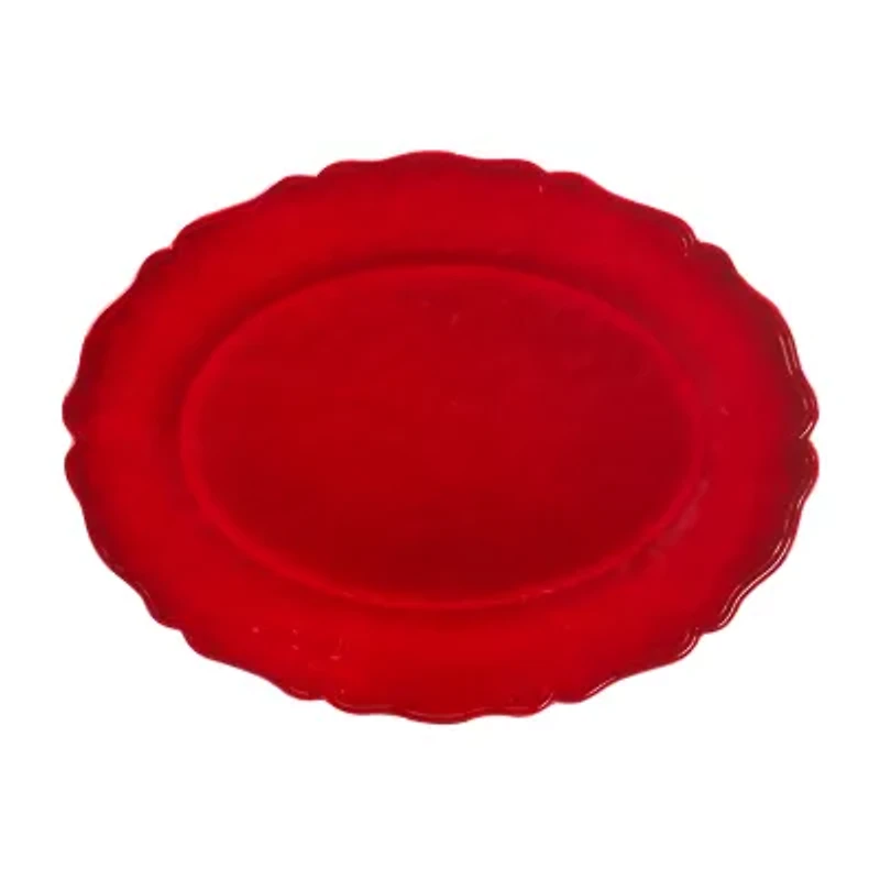 Certified International Red Crackle Serving Platter